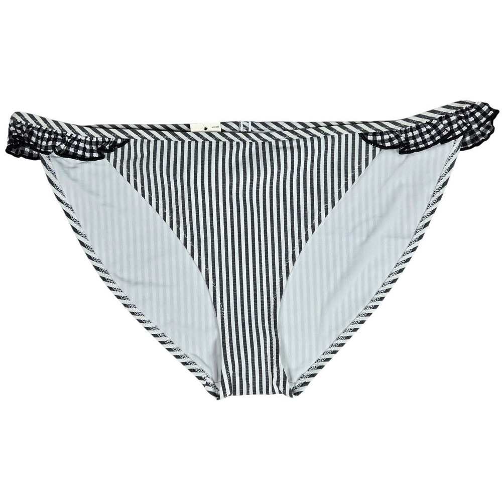 Aerie Seersucker Ruffle Bikini Bottom Striped with Gingham Ruffles Size M NWT
